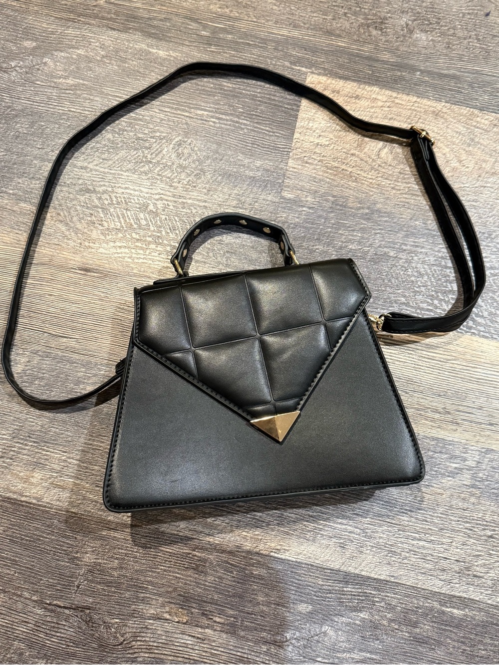 Black Quilted Accent Women’s Crossbody Bag